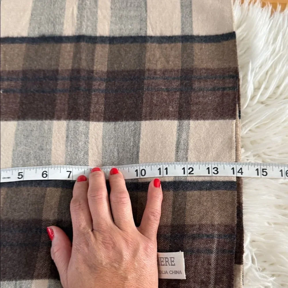 Cashmere In Inner Mongolia  China Plaid Scarf - Brown and Cream